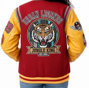 Chaqueta Universitaria de Béisbol con Logotipo Personalizado del Fabricante OEM, Chaqueta Varsity con Mangas de Cuero para Hombre, Bordado de Alta Calidad - Product Image 2