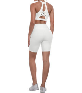 Pantalones cortos de Yoga de cintura alta para mujer con bolsillos laterales Diseño de cintura en V Pantalones de fitness para levantamiento de cadera para correr Deportes Patrón sólido - Product Image 5