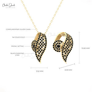 Produits uniques à vendre : Pendentif élégant incurvé en diamant noir naturel de 2 mm de taille ronde avec collier en or fin 14 carats pour femmes - Product Image 4