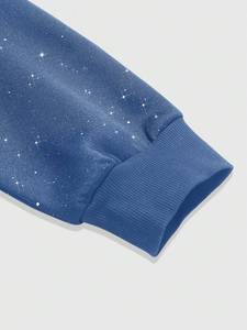 Sudadera con Capucha para Mujer, Diseño Jacquard con Lavado Ácido y Estampado de Estrellas de Estrás, Felpa Gruesa, Detalles Brillantes, Estilo Urbano - Product Image 4
