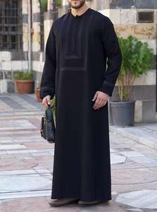 Thobe de qualité supérieure gris luxe Kandura traditionnel arabe porter élégant hommes Jubba doux et respirant moderne - Product Image 6