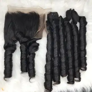 ARTÍCULO CALIENTE Producto 2024 Extensiones de cabello rizado hinchable Precio al por mayor 100% Cabello humano Cabello crudo Compre ahora para obtener descuento - Product Image 1