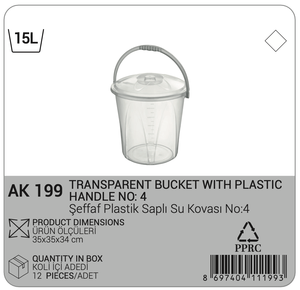 15L <b>Plastic</b> <b>Water</b> Bucket With Handle Durable Multipurpose Storage <b>Container</b> for Indoor and Outdoor Use Eco-Friendly Design - Product Image 3