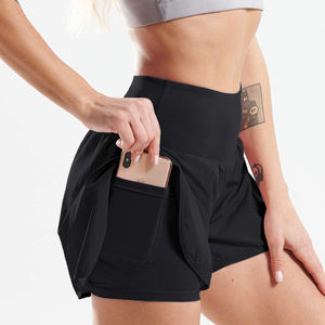 Shorts Deportivos de Mujer Ajustados de Punto con Cintura Alta, Control de Abdomen y Bolsillo para Teléfono Integrado para Gimnasio, Yoga, Correr y Deporte - Product Image 5