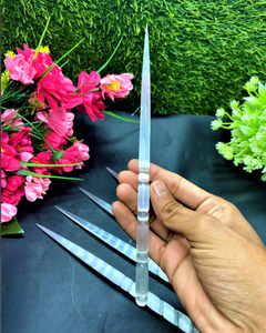 กระบองเซเลนไนต์แบบเกลียวสำหรับการทำสมาธิ/การบำบัดแบบเรกิออร่าไม้กายสิทธิ์เซเลนไนต์แบบธรรมชาติ - Product Image 4