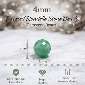 ลูกปัดหินทรงรอนเดลเหลี่ยมเพชรพลอยสีเขียวขนาด 4 มม. สำหรับทำเครื่องประดับ DIY สร้อยข้อมือ สร้อยคอ ต่างหู ขายส่ง - Product Image 3