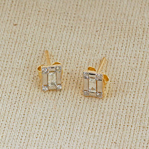 ของแข็ง4พันทองที่ทำด้วยมือผลักดันกลับมินิมอลสตั๊ดต่างหูเครื่องประดับเพชรของขวัญสำหรับเธอ8X10มิลลิเมตร - Product Image 4