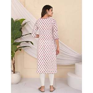Kurti en popeline de coton imprimé au bloc Butta Jaal avec motif floral - Product Image 5