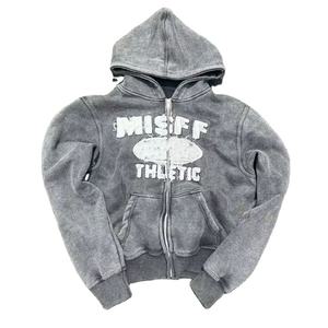 Fabricant de vêtements douaniers brodés lavage à l'acide appliques en détresse broderie patch hoodies sweat à capuche délavé au soleil - Product Image 1