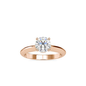 Elegante Anillo de Diamantes Solitario de Corte Brillante Redondo Natural en Oro de 14K y 18K para Mujer, para Compromiso - Product Image 1