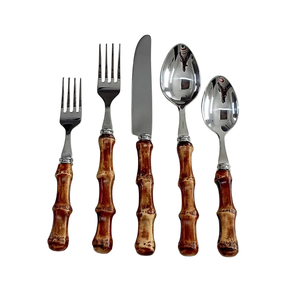 Ensemble de couverts modernes en acier inoxydable avec manches en bois de teck naturel, cuillère, fourchette, couteau écologiques, couverts de table pour restaurant - Product Image 3