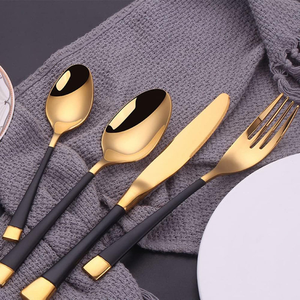 Design classique en acier inoxydable fini or ensemble de couverts finition miroir luxe mariage cuisine couverts ensemble de couverts - Product Image 4