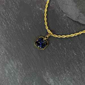 Collar con colgante de ónix azul de oro de 18 quilates, joyería para hombre, Colgante de Piedra hecho a mano, collar de oro elegante, regalo - Product Image 2