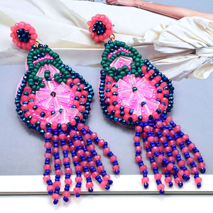 Bijoux fantaisie bohème perlé déclaration boucles d'oreilles goutte femmes Vintage ethnique à la main gland bohème boucles d'oreilles bijoux - Product Image 3