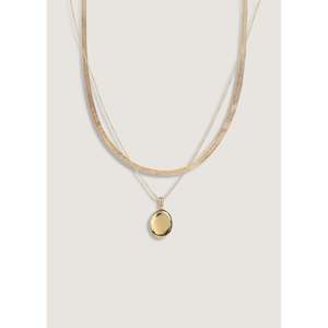 Carter Herringbone & Maison Oval <b>Locket</b> Necklace Stack Fashion Layered Necklaces - Product Image 1