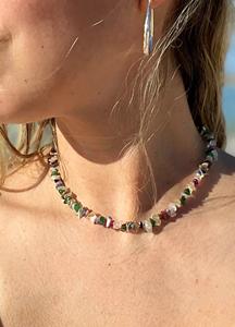 92.5 Silver Gold Plated Natural Rainbow Multi Gemstone Chakra Luxury Christian <b>Statement</b> Beaded Choker <b>Necklace</b> - Product Image 4