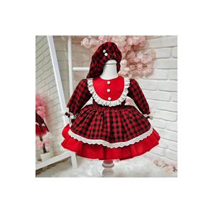 Vestito da bambina scozzese a scacchi rossi, vestito di compleanno, vestito per servizio fotografico, adatto per 0-10 anni