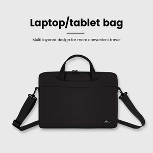 Maletín para portátil moderno de 14 pulgadas de cuero genuino con cierre de cremallera, estilo Simple duradero, modelo de PC 9658, Color negro - Product Image 2