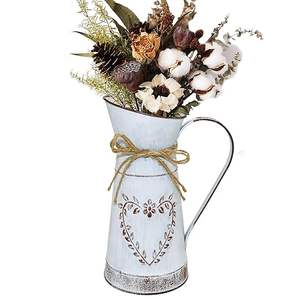 Cesta de Almacenamiento Vintage de Hierro Galvanizado Estilo Campestre, con Asa Decorativa, Florero, Jarra, Rayan International - Product Image 2