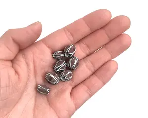 Venta al por mayor a granel agujero grande marrón oscuro Chevron cuentas de cristal DIY fabricación de joyas artesanía cuentas de barril ovalado cuentas de cristal de Murano - Product Image 4