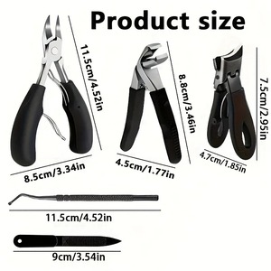 Ensemble de 5 coupe-ongles professionnels robustes pour les ongles incarnés et épais, lame concave en acier inoxydable, style moderne avec - Product Image 1