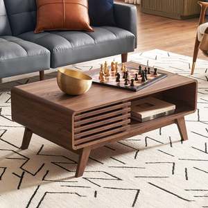 Classical & Vintage Style Walnut Wood Living <b>Room</b> Coffee Table with Storage Shelf Decorative Display Table At Parties From Inida - Product Image 4