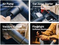 Jump Starter Mobil 4 in 1 800A dengan Kompresor Udara, Power Bank, Lampu LED, Booster Baterai Darurat Portabel untuk Kendaraan 12V OEM