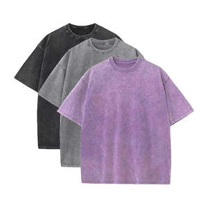 Camiseta recortada de Algodón 100% con lavado ácido gráfico Vintage de gran tamaño para hombre, ropa de calle con dobladillo cóncavo de alta calidad 250 GSM - Product Image 1