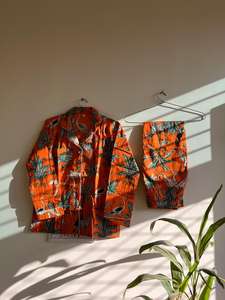 Pyjama élégant col en V en coton biologique pour femmes, vêtements de nuit longs et respirants, décontracté, imprimé animal jungle, sexy, grande taille - Product Image 4