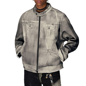 Chaqueta Vaquera Blanca con Estampado Vintage Desgastado, Estilo Casual para Hombre, con Logotipo Personalizado, Botones de Alta Calidad y Bordado - Product Image 2