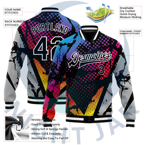 Chaqueta universitaria de béisbol personalizada de alta calidad de fabricante OEM para hombre, chaqueta universitaria de manga de lana bordada, destacada calle principal de invierno - Product Image 3