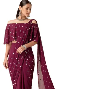 Sari di design Bollywood con Saree di seta Dola da lavoro di diamanti con camicetta di design Surat Saree 2024