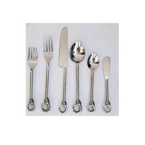 Ensemble de couverts en acier et fourchette, couteau et cuillère à manche en laiton, argenterie dorée, ensemble de couverts - Product Image 2