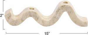 Marble Wave Double Taper Candle Holder Beige Modern Sculptural Candle <b>Stand</b> for Home Decor Gifting - Product Image 3