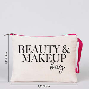 Custom <b>Fuchsia</b> Zipper Cotton Pouch 8x6 Personalized Casual <b>Clutch</b> <b>Bag</b> - Product Image 3