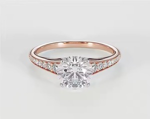 Anillo de Oro Amarillo y Blanco de 14K, Moissanita Original, Diamante, Aniversario de Boda, Fiesta, 3mm, 2 Quilates, Fábrica Personalizable - Product Image 1