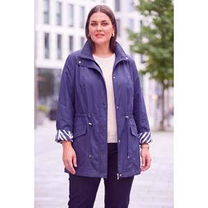 Zebra Astar Manteau en coton grande taille à détails bleu marine - Product Image 1