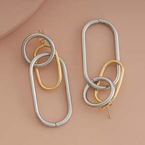 Trendy Bohemia Drop Earrings 183950 Geometric Gold Plated Zinc Alloy Copper and Brass with Pearl and Diamond for Parties - Product Image 3