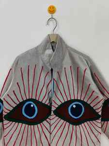 Veste Suzani brodée avec un mauvais œil, veste Suzani en velours avec un mauvais œil, veste d'hiver, robe kimono, cadeau pour elle, veste Suzani - Product Image 2