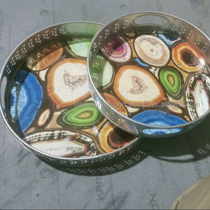 Bandeja de servicio impresa de Metal de estilo Vintage con grabado intrincado Bandeja de servicio impresa de Metal ecológica Impresión elegante moderna - Product Image 2