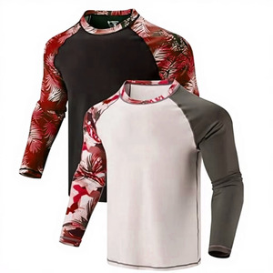 <b>Mens</b> Long Sleeve Rash Guard <b>Shirt</b> Tropical Print Quick Dry Anti UV Polyester <b>Compression</b> Sport Top Custom Logo Sublimation Print - Product Image 6