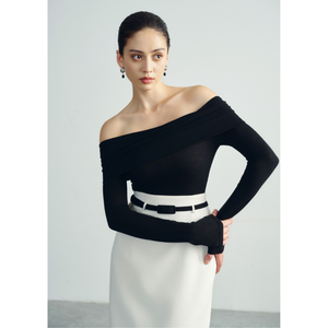 กระโปรงอัดจีบแบบแยกหลังและมีซิปผ้าใยสังเคราะห์สแปนเด็กซ์กระโปรงแมกซี่สีขาวสำหรับผู้หญิงเสื้อผ้าสตรีสไตล์เวียดนาม - Product Image 1