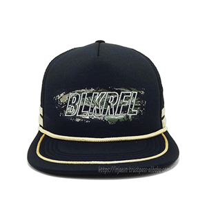 Sombreros de camionero de malla de espuma con logotipo bordado personalizado de fábrica de Vietnam, Gorras de Hip Hop de perfil alto de 5 paneles con gorra Snapback de cuerda - Product Image 1