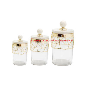Gold and Glass Metal <b>Canister</b> <b>Sets</b> of 3 Top Selling and High Quality - Product Image 3