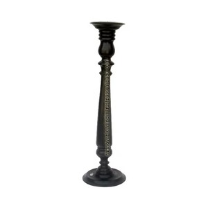 High Quality Wooden Hand Carved Decorative <b>Black</b> <b>Candle</b> <b>Holder</b> Stand Perfect for Wedding Home Table Centerpiece - Product Image 2