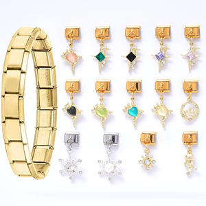 สร้อยข้อมือจี้เพชรทำด้วยมือแบบอิตาลีสร้อยข้อมือสแตนเลสสีสันสดใสรูปหมีน้อยจากอิตาลี - Product Image 1