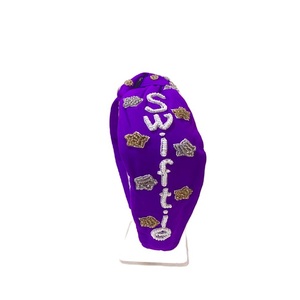 Latest Swiftie Album Wholesale Knotted Hairbands with Customized Beaded Patches Custom Luxury Accessories Women Hairbands - Product Image 5