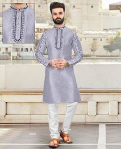 Pijama tradicional de estilo indio, largo, hecho de seda, estilo sólido, tradicional, Kurta - Product Image 2