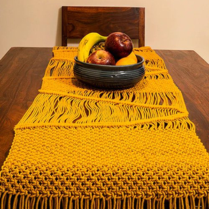 Camino de mesa de algodón 100% anudado a mano elegante clásico camino de mesa de nudo de macramé hecho a mano para decoración del hogar y comedor - Product Image 1