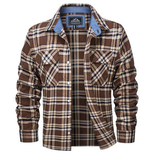 <b>Flannel</b> Shirts Cotton Long Sleeve Plaid Shirt Casual Fashion Button up Shirts <b>Jackets</b> with 2 Pockets - Product Image 4